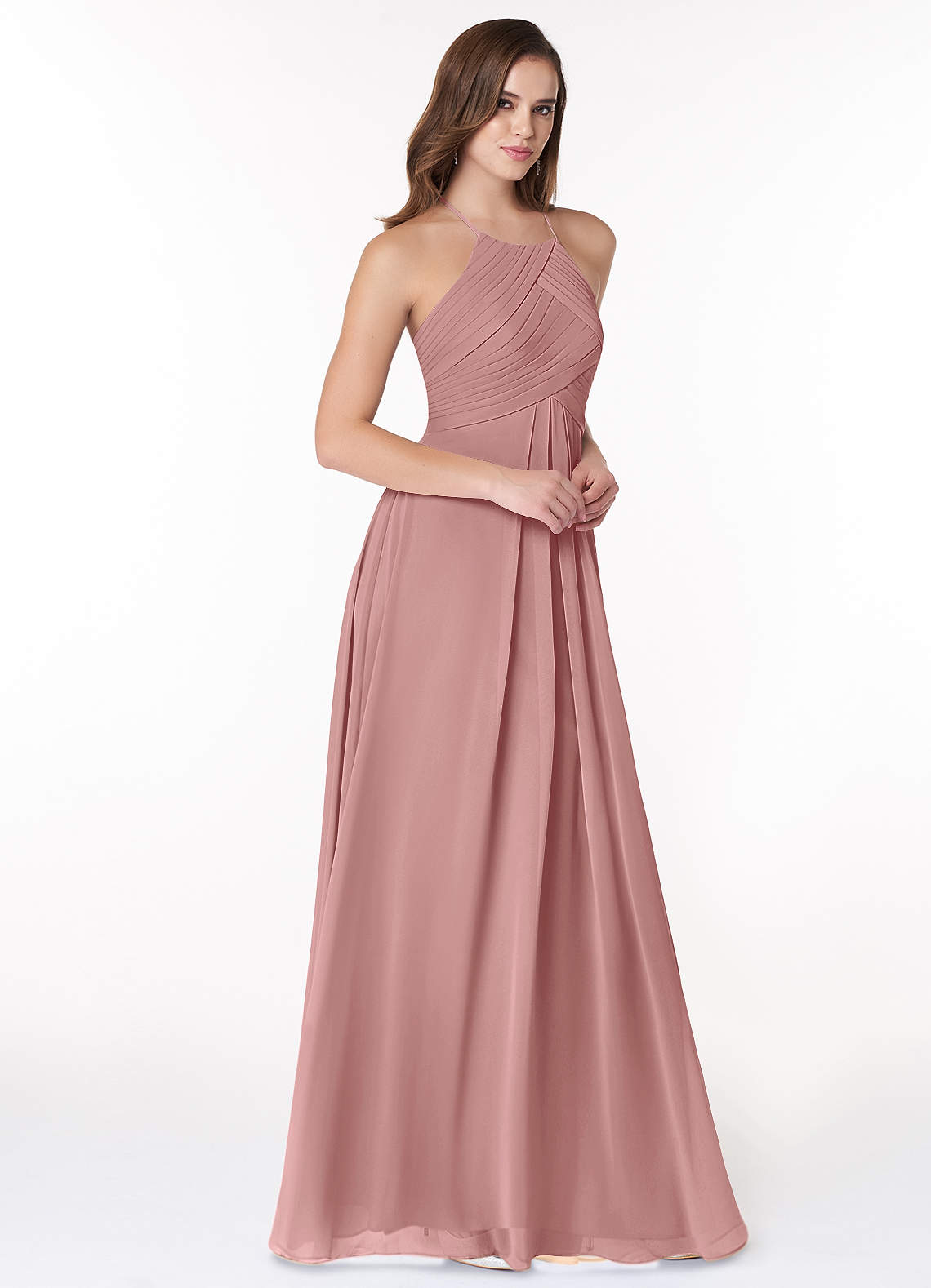 Ginger A-Line Halter Chiffon Bridesmaid Dress in dusty rose
