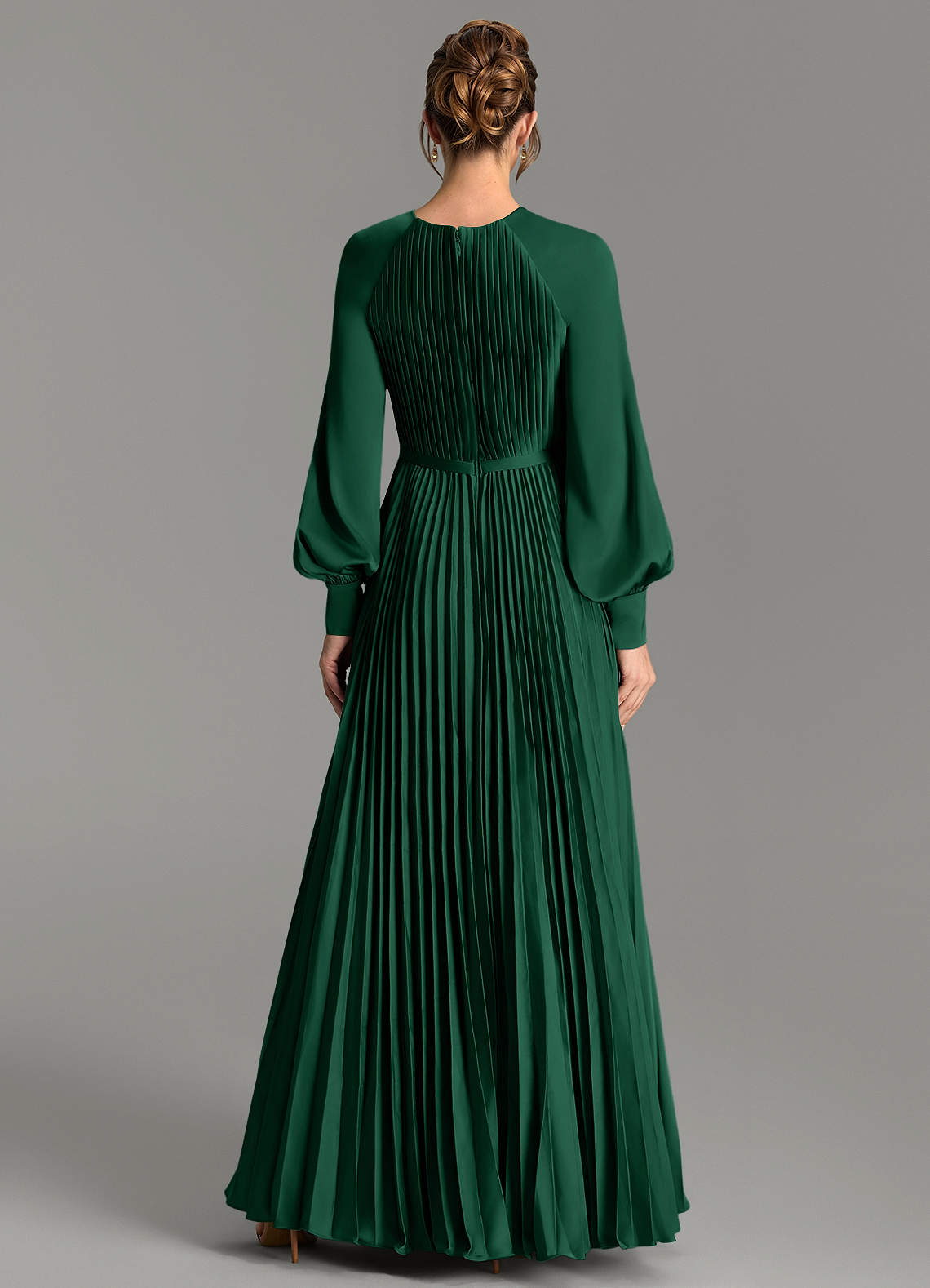 Grayson A-Line Scoop-Neck Stretch Satin Bridesmaid Dress in Dark Green