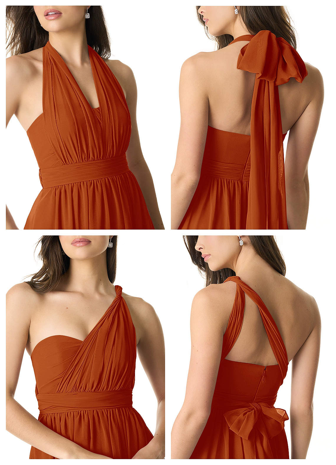 Olani A-Line V-Neck Chiffon Bridesmaid Dress in Paprika