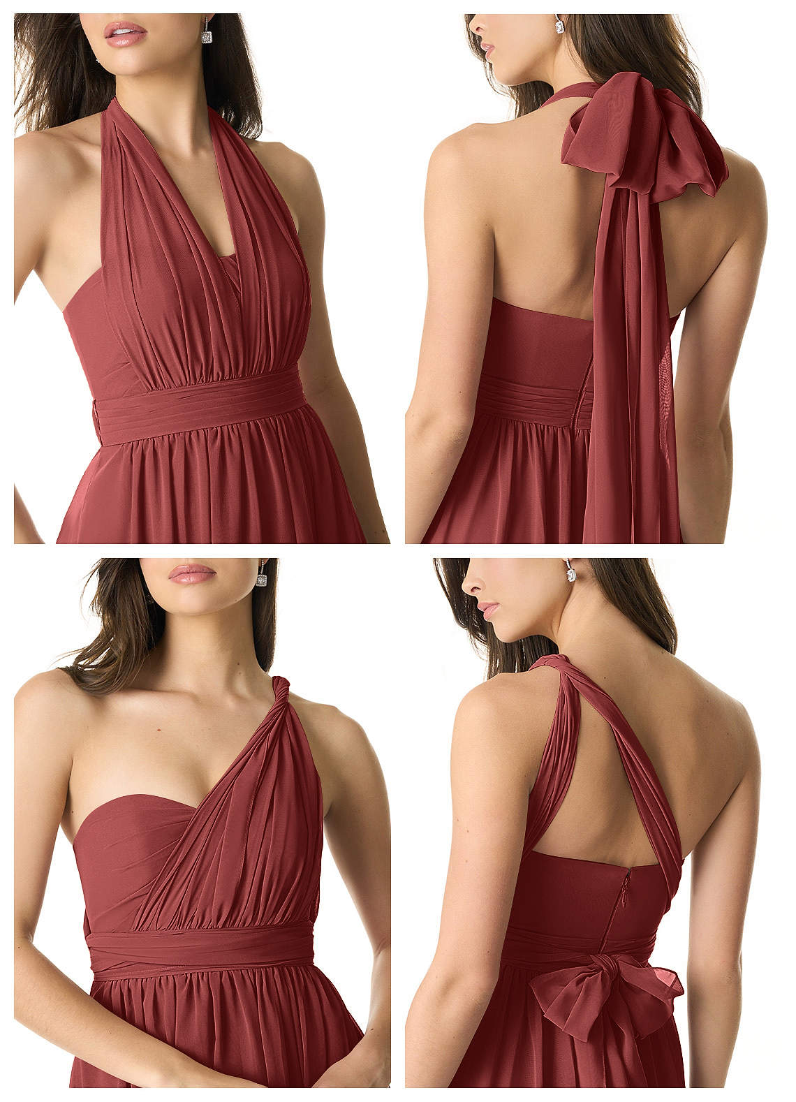 Olani A-Line V-Neck Chiffon Bridesmaid Dress in Terracotta