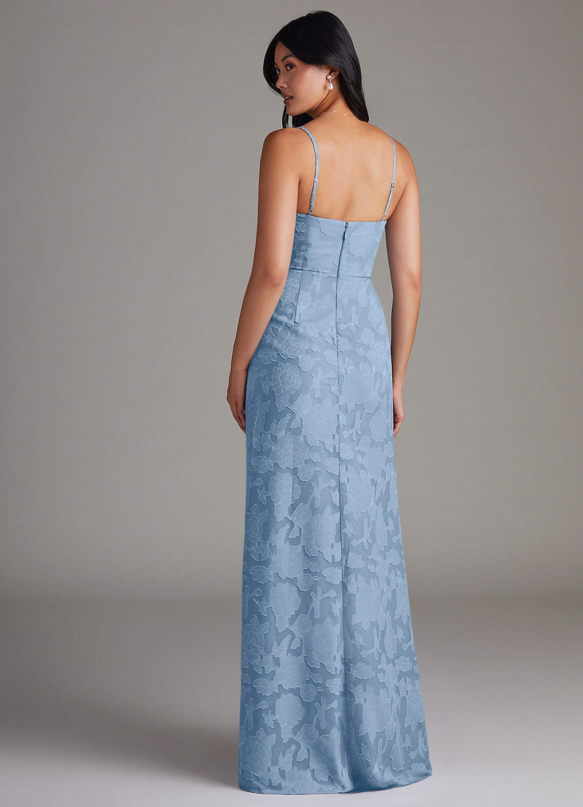Maci Sheath V-Neck Floral Burnout Bridesmaid Dress in Powder Blue