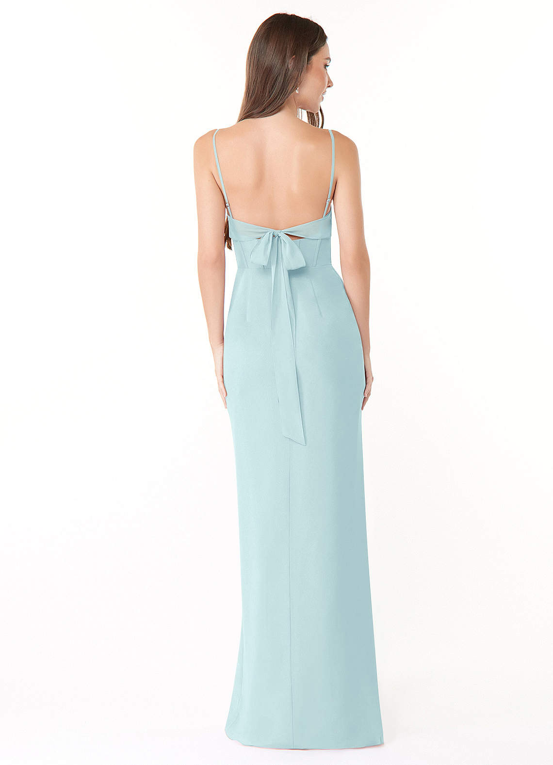 Mai Sheath Cowl-Neck Chiffon Bridesmaid Dress in Sea Glass