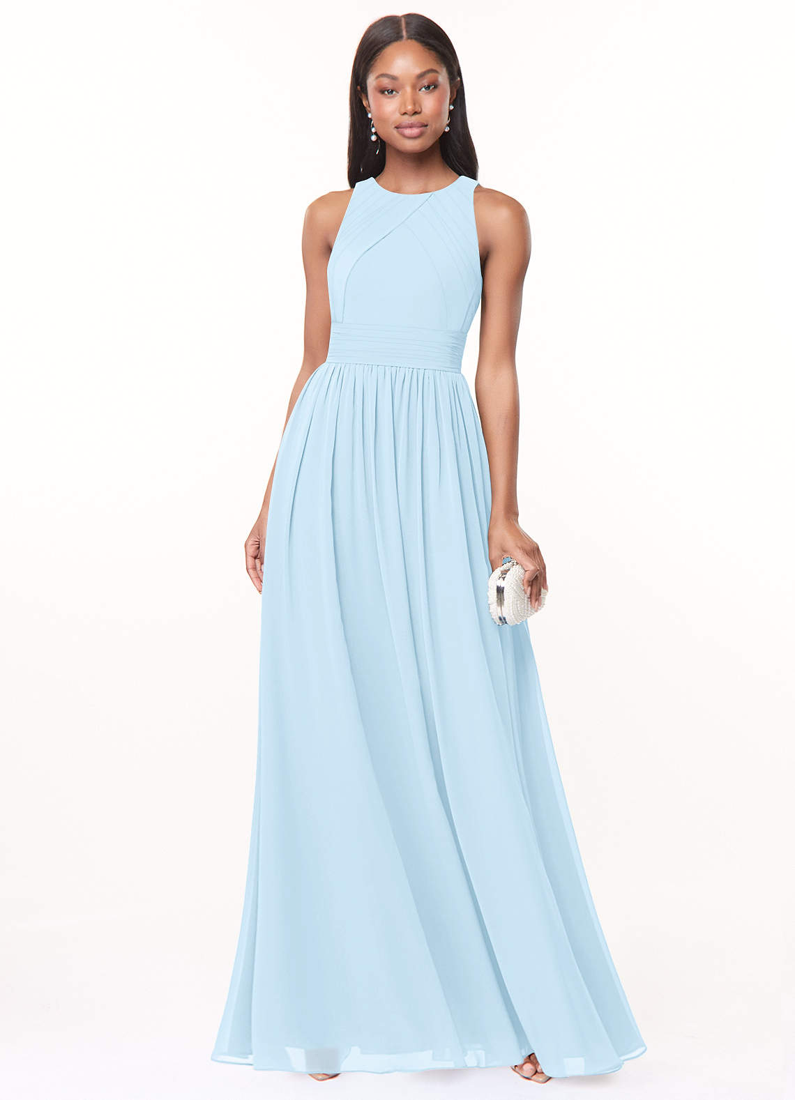 Harper A-Line Scoop-Neck Chiffon Bridesmaid Dress in Sky Blue