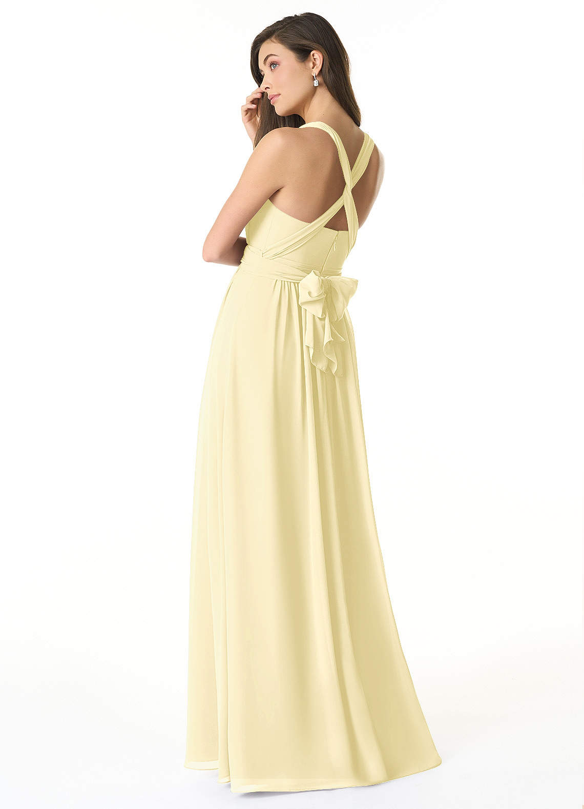 Olani A-Line V-Neck Chiffon Bridesmaid Dress in Lemon Sorbet