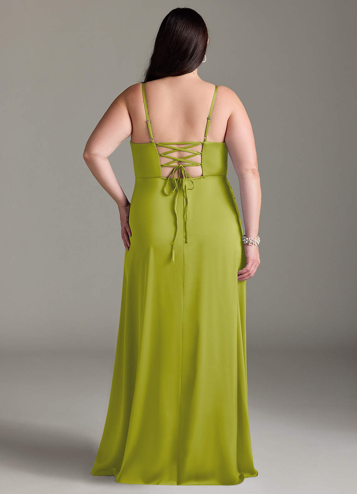 Marchella A-Line V-Neck Stretch Satin Bridesmaid Dress