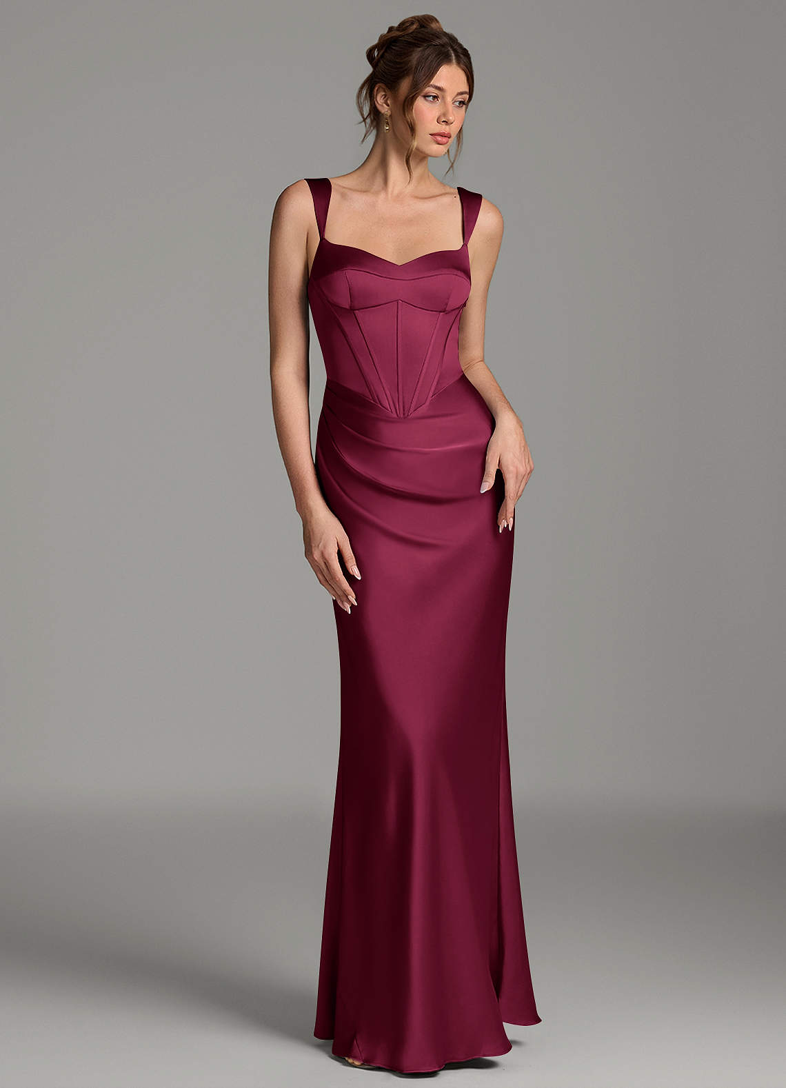 Mela Sheath Sweetheart Stretch Satin Bridesmaid Dress in Burgundy