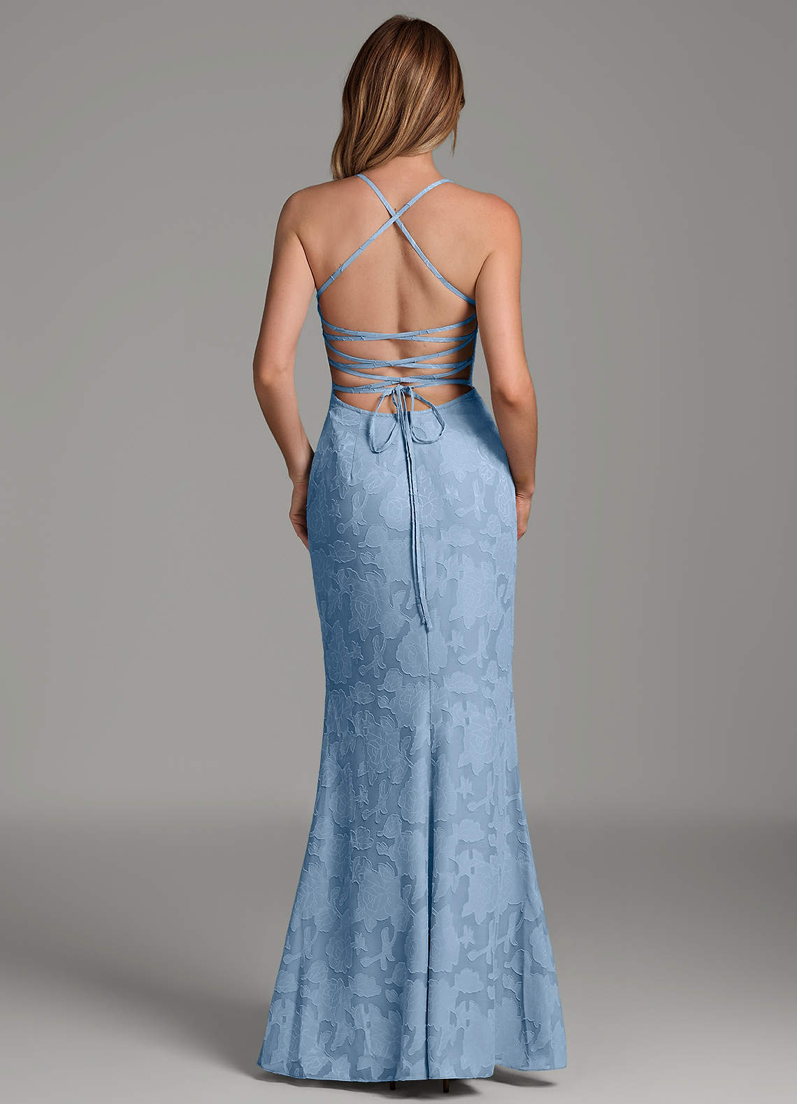 Dara Mermaid Sweetheart Floral Burnout Bridesmaid Dress in Powder Blue