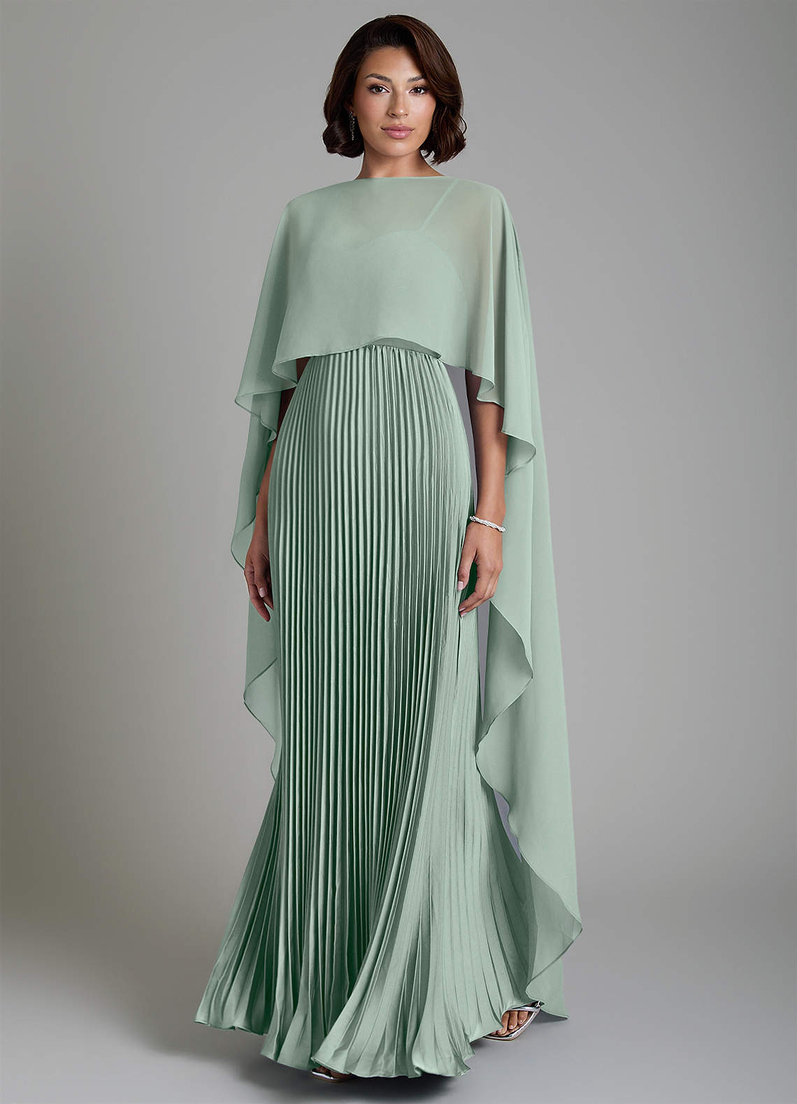Micah A-Line Sweetheart Stretch Satin and Chiffon Bridesmaid Dress in Agave