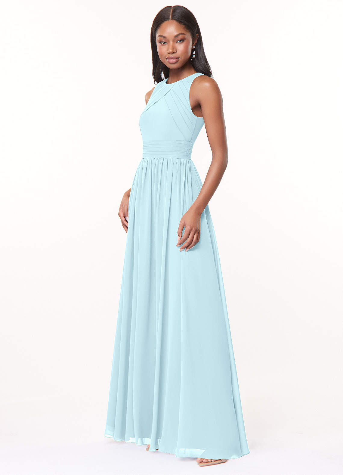 Harper A-Line Scoop-Neck Chiffon Bridesmaid Dress in Cloud Blue