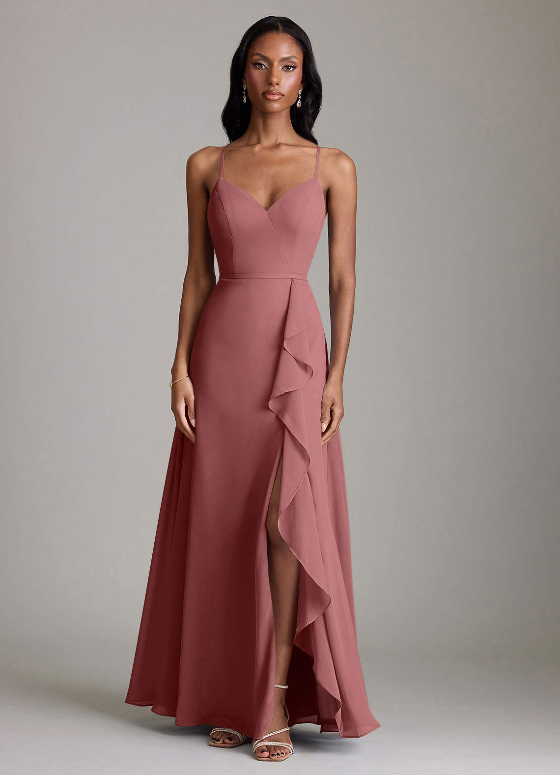 Naeem A-Line V-Neck Chiffon Bridesmaid Dress in Amethyst