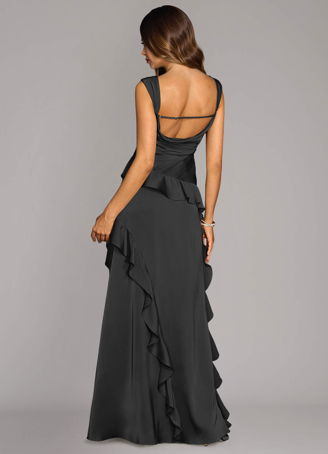 Sloane A-Line Sweetheart Stretch Satin Bridesmaid Dress in black
