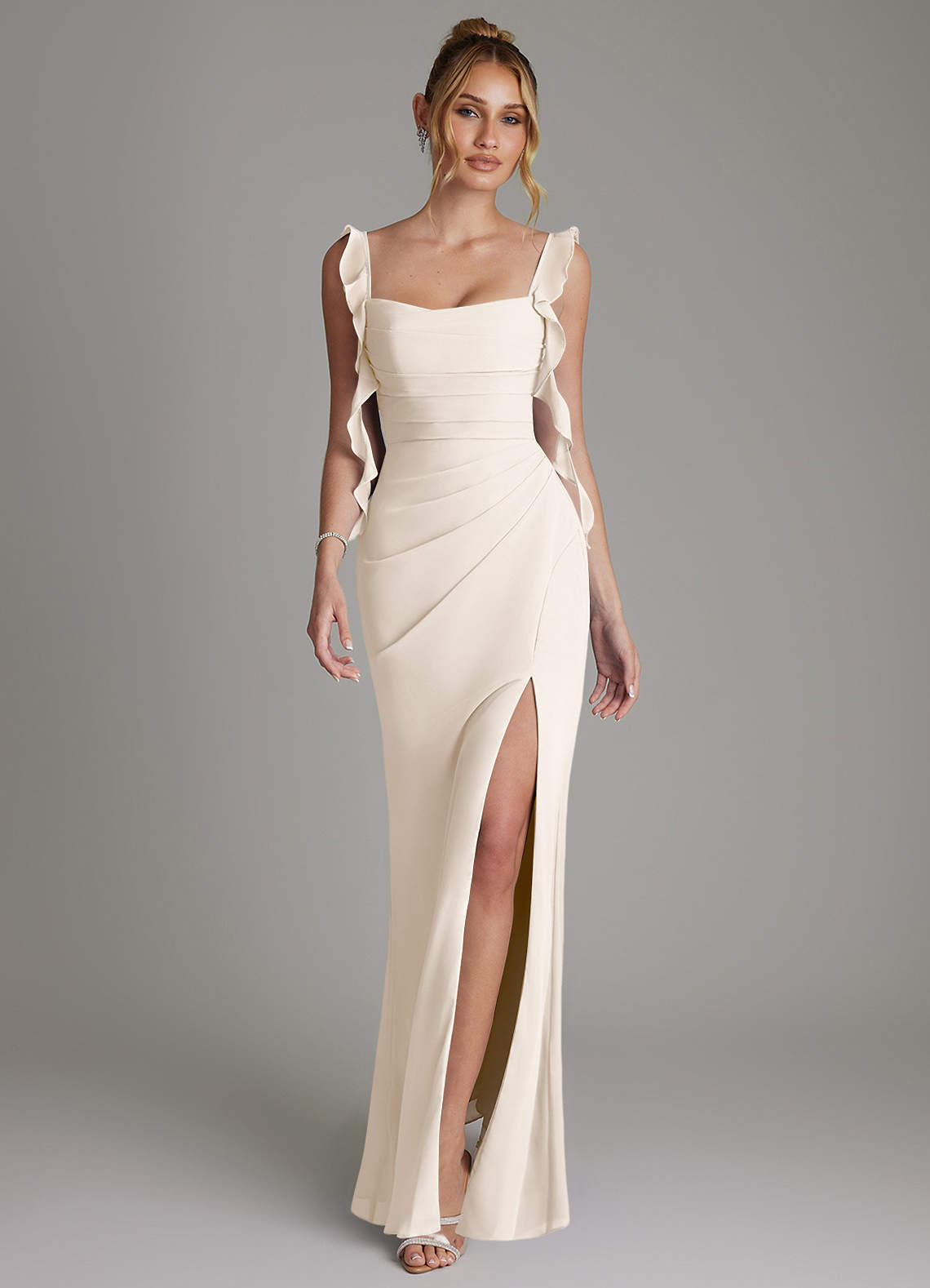 Jessamine Mermaid Sweetheart Chiffon Bridesmaid Dress in White Alabaster