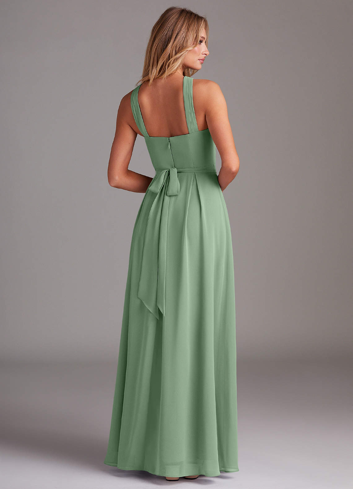 Dixie A-Line Halter Chiffon Bridesmaid Dress in Matcha