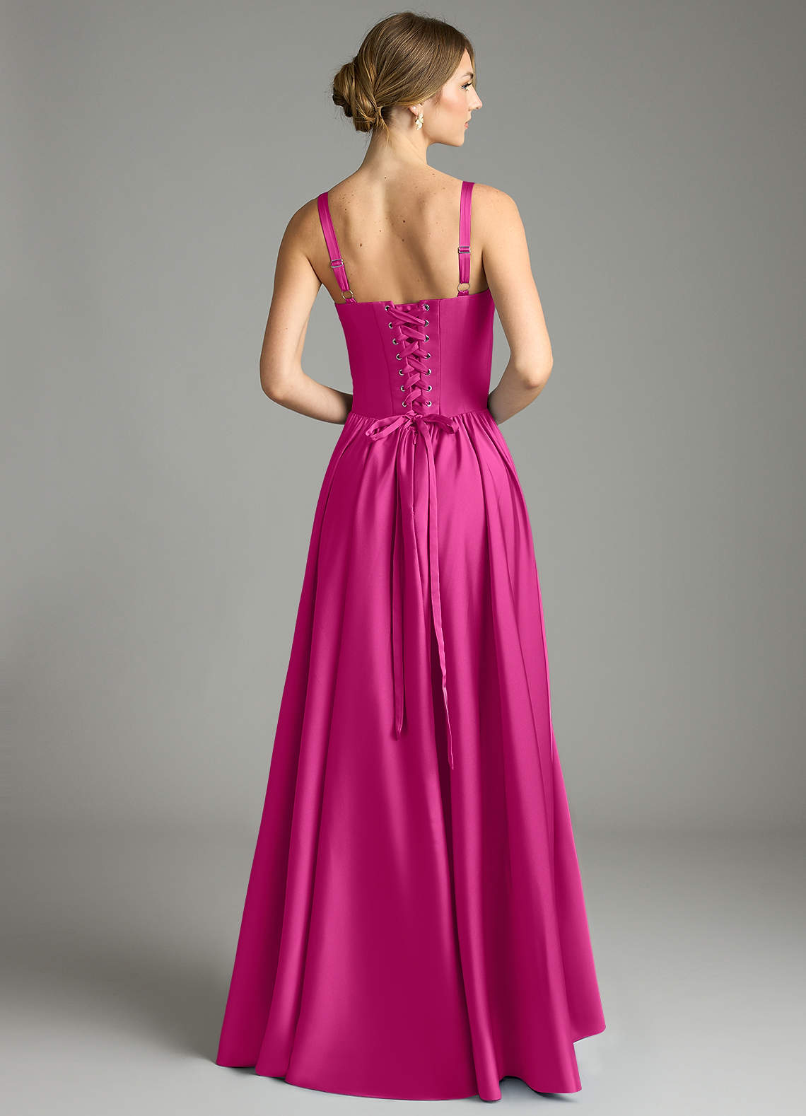 Evadina A-Line Sweetheart Stretch Satin Bridesmaid Dress in Fuchsia