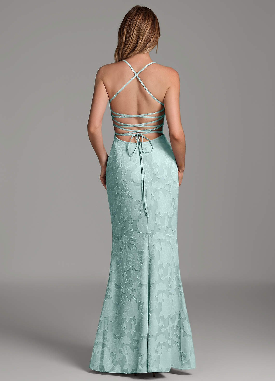Dara Mermaid Sweetheart Floral Burnout Bridesmaid Dress in Mist