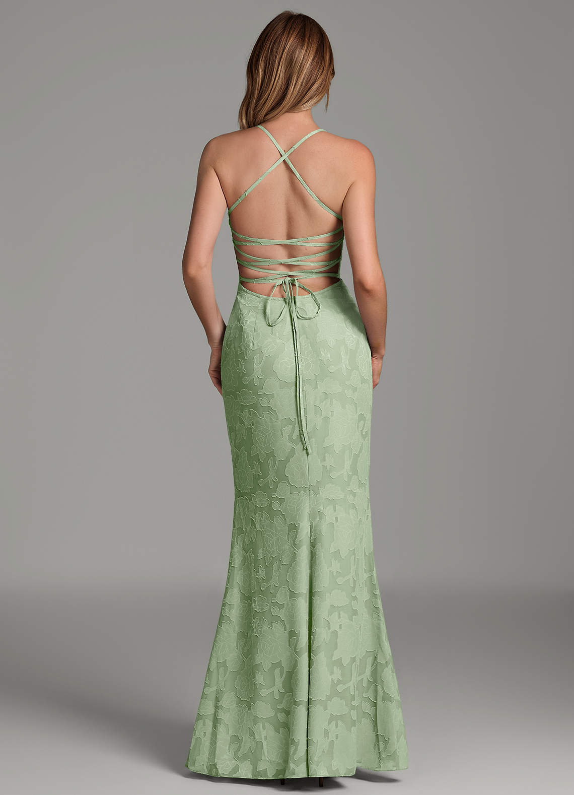 Dara Mermaid Sweetheart Floral Burnout Bridesmaid Dress in Dusty Sage