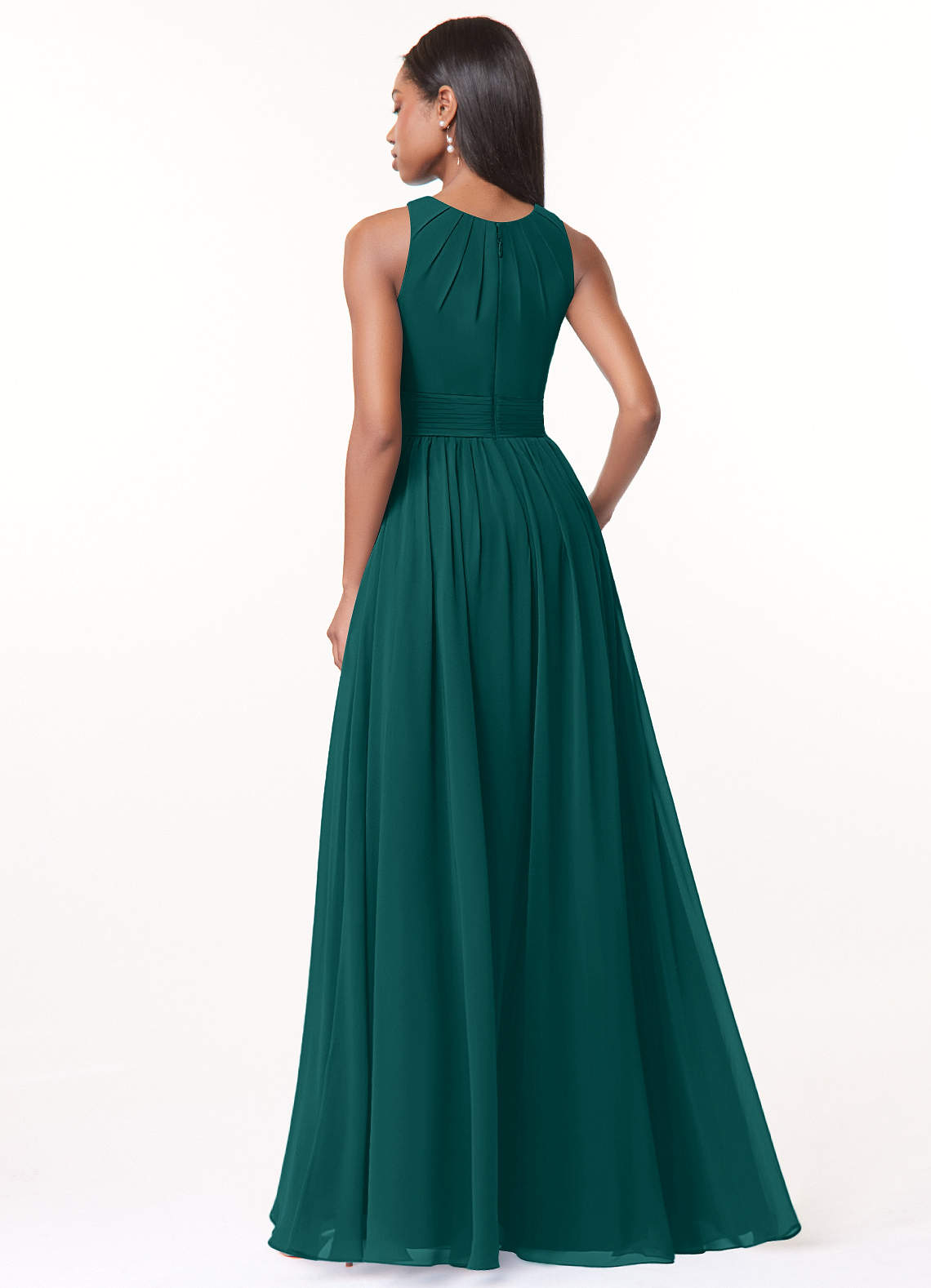 Harper A-Line Scoop-Neck Chiffon Bridesmaid Dress in Peacock