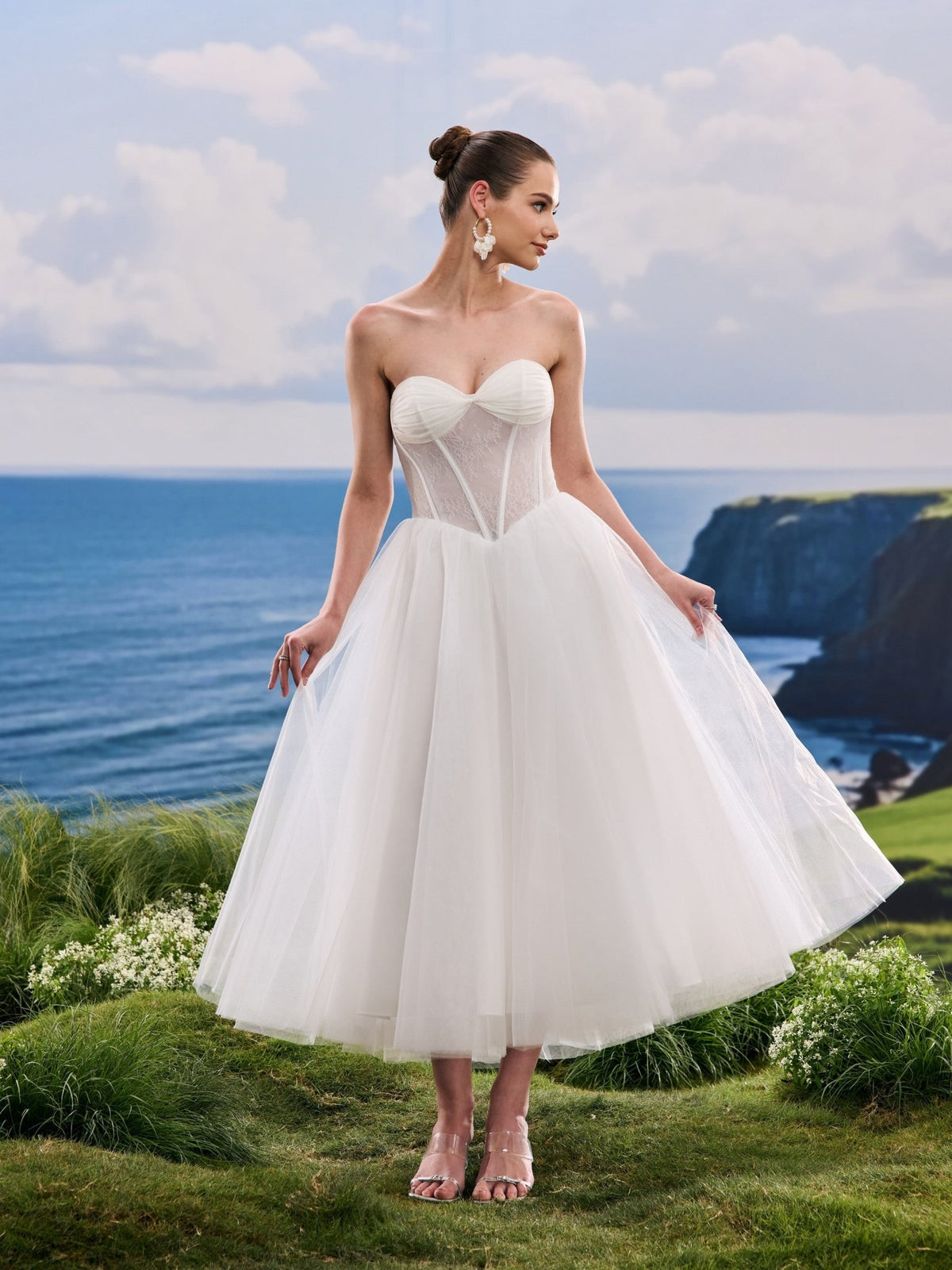 Davelle white wedding dress, detail and alternate angle