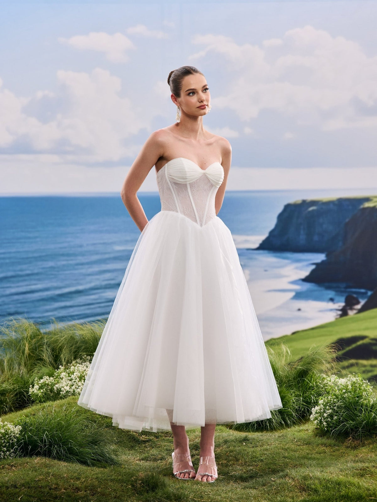 Davelle white wedding dress, detail and alternate angle