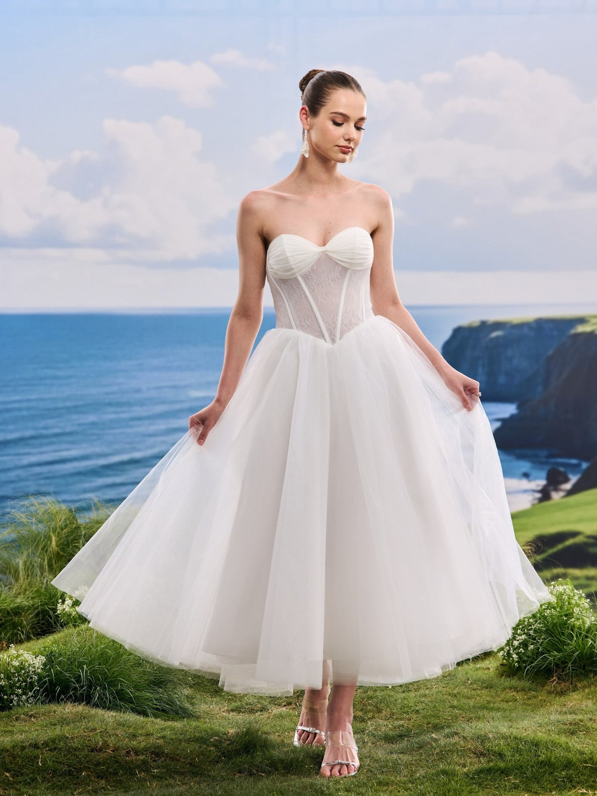Davelle white wedding dress, detail and alternate angle