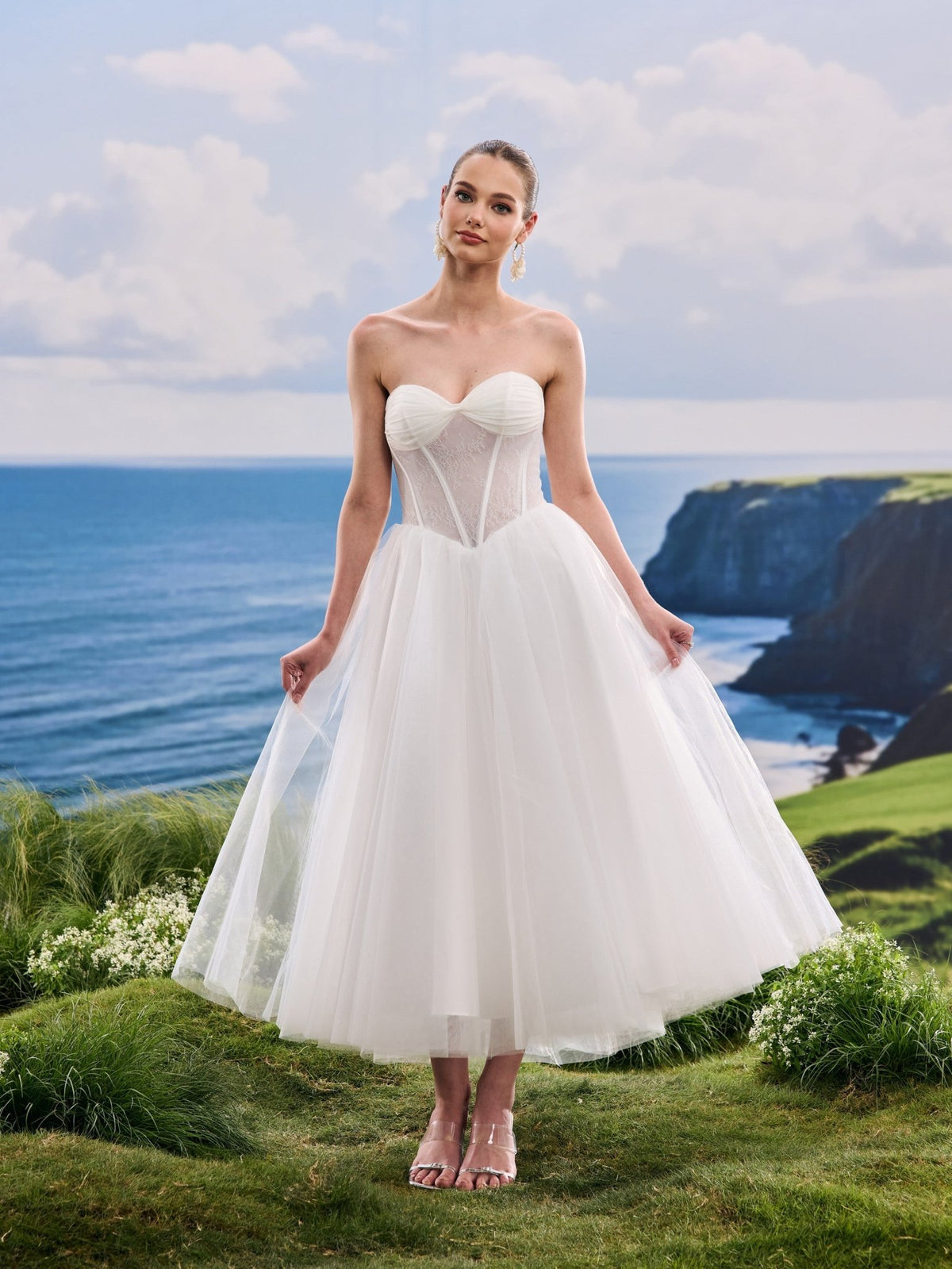 Davelle white wedding dress, detail and alternate angle