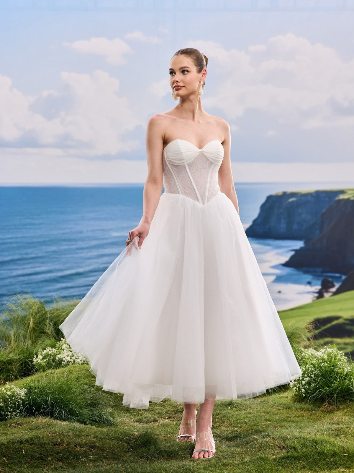 Davelle white wedding dress, detail and alternate angle