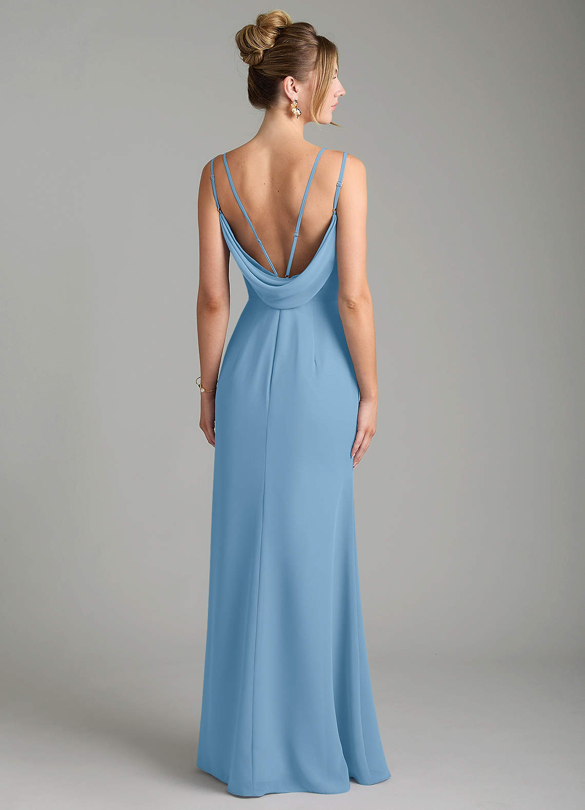 Egypt Sheath Sweetheart Chiffon Bridesmaid Dress in Steel Blue