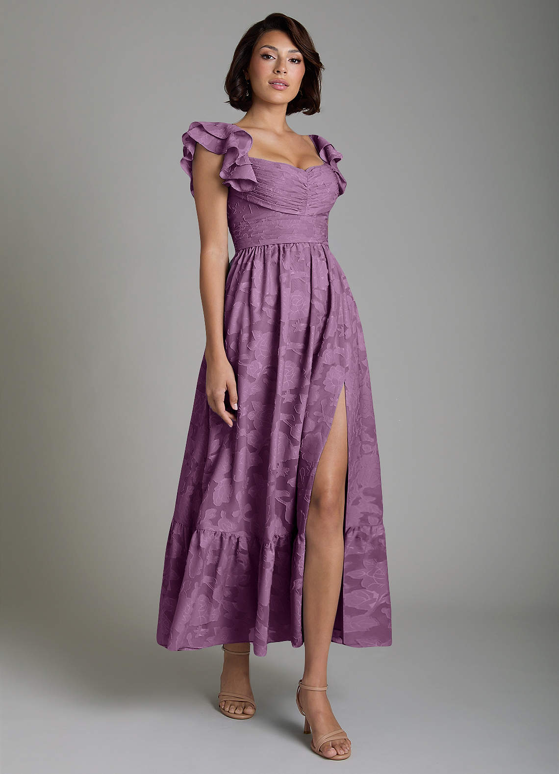 Anaya A-Line V-Neck Floral Burnout Bridesmaid Dress in Wisteria