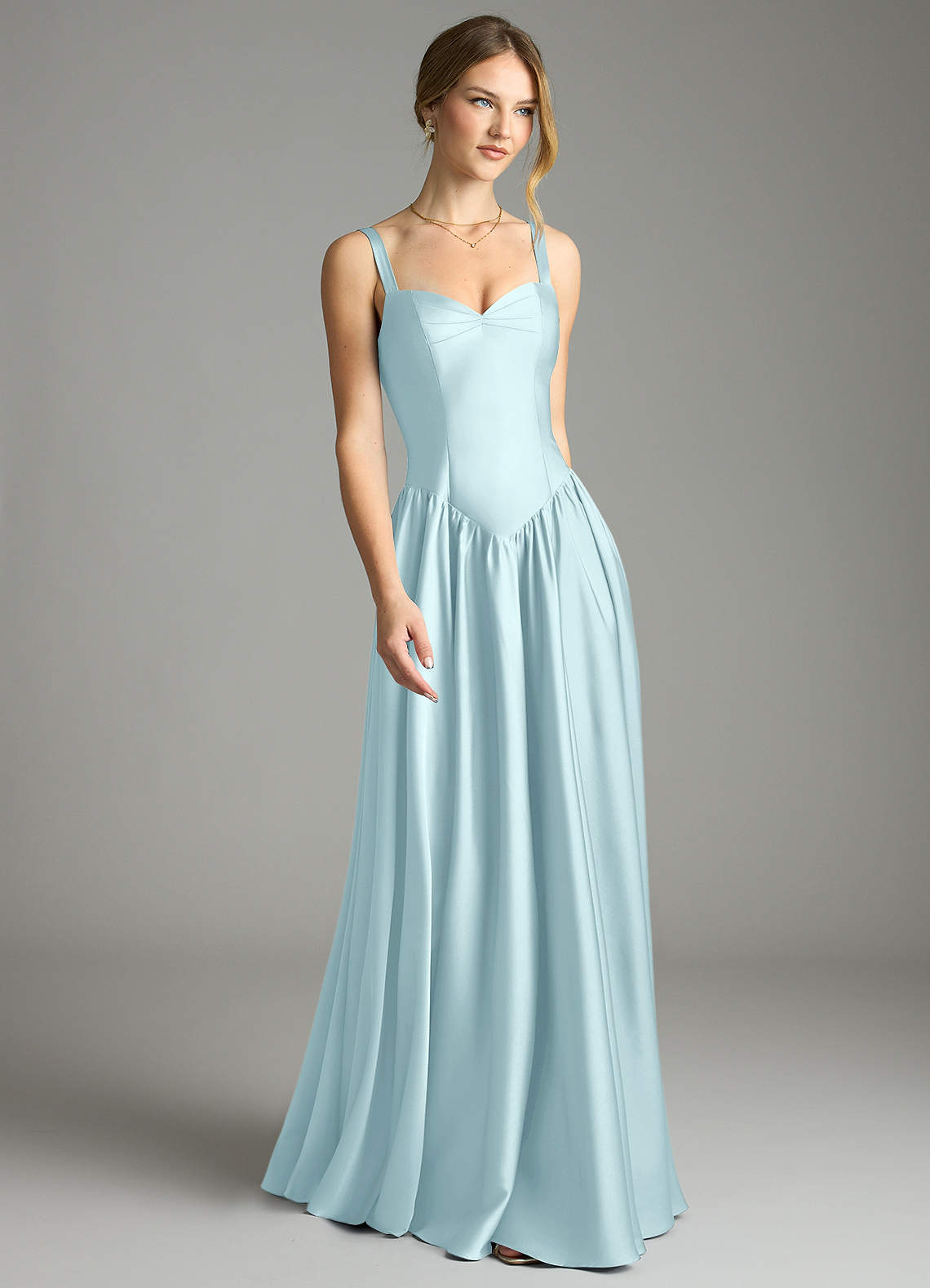 Evadina A-Line Sweetheart Stretch Satin Bridesmaid Dress in Cloud Blue
