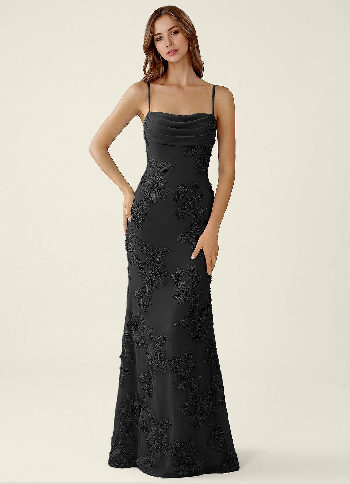 Bellatrix Mermaid Spaghetti-Strap Stretch Lace Evening Dress in Sky Blue