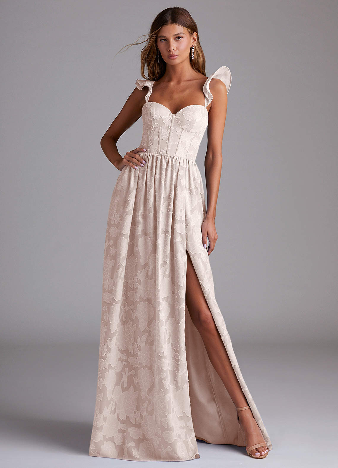 Denisse A-Line Sweetheart Floral Burnout Bridesmaid Dress in Blushing Pink