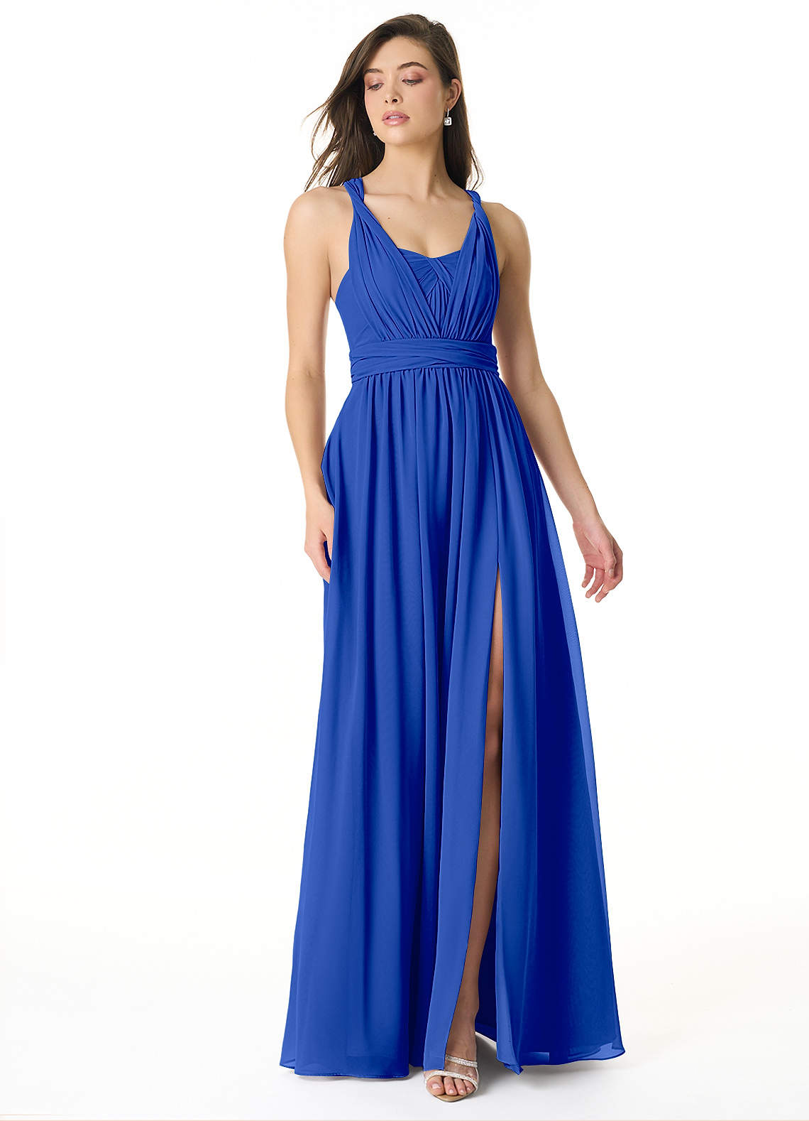Olani A-Line V-Neck Chiffon Bridesmaid Dress in Royal Blue