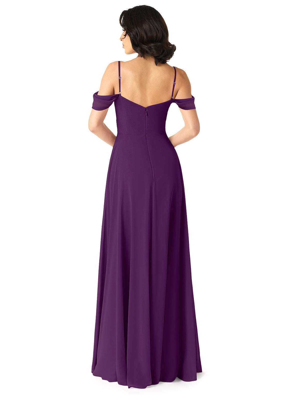 Tancie A-Line Off-the-Shoulder Chiffon Bridesmaid Dress in Grape