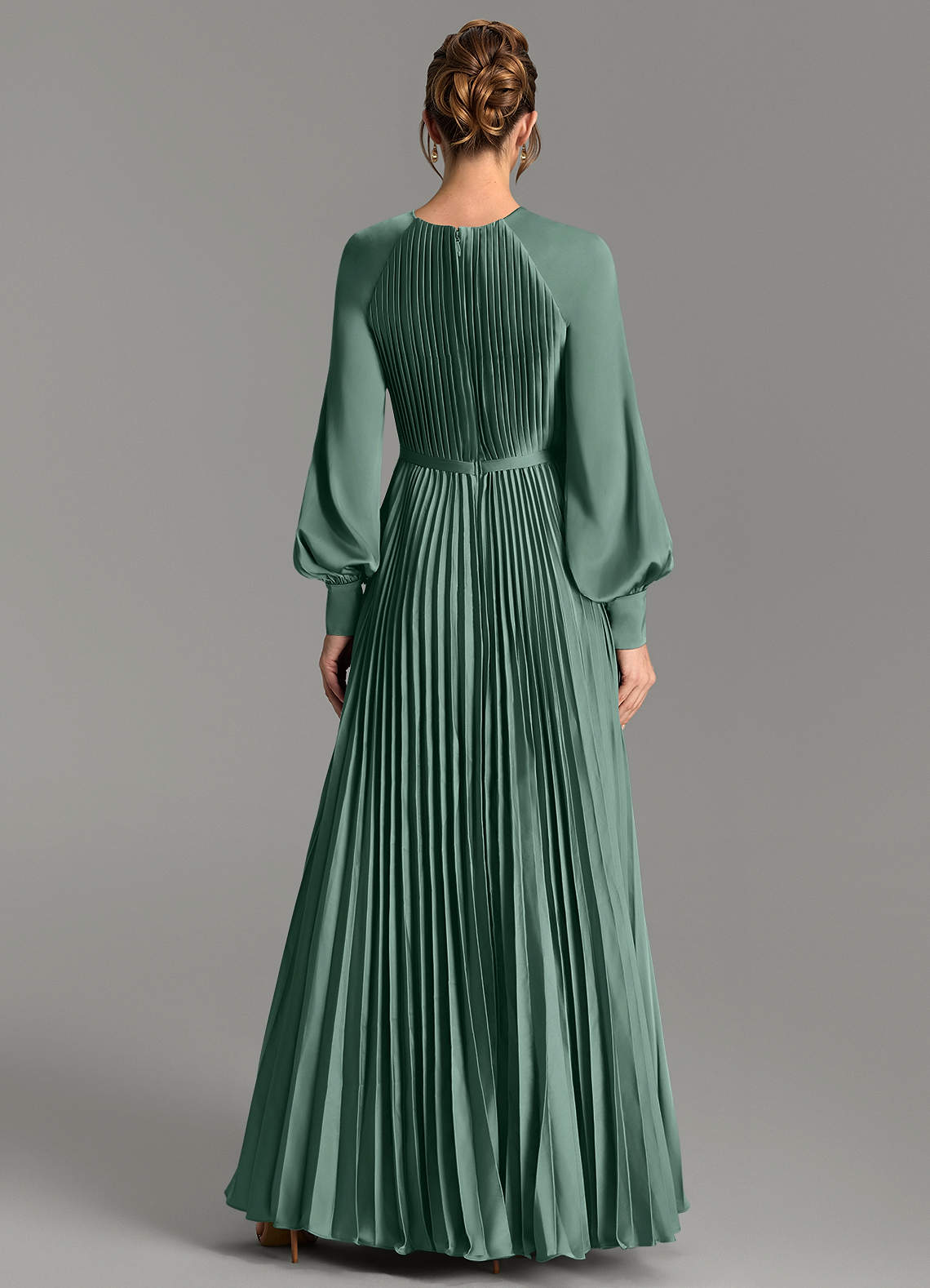 Grayson A-Line Scoop-Neck Stretch Satin Bridesmaid Dress in Eucalyptus