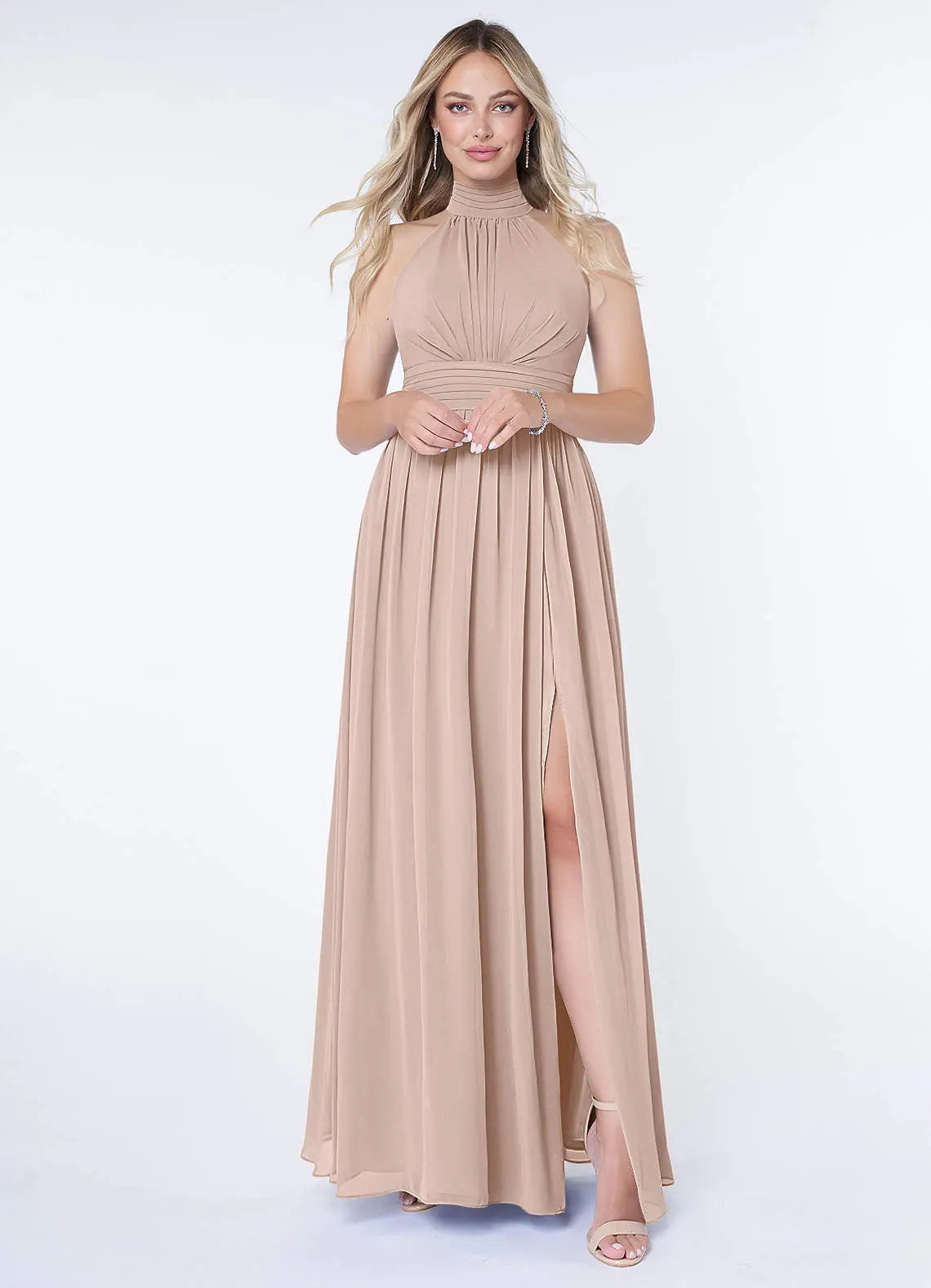 Iman A-Line Halter Chiffon Bridesmaid Dress in English Rose