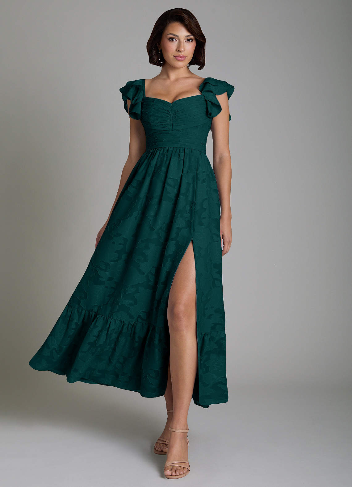 Anaya A-Line V-Neck Floral Burnout Bridesmaid Dress in Pine