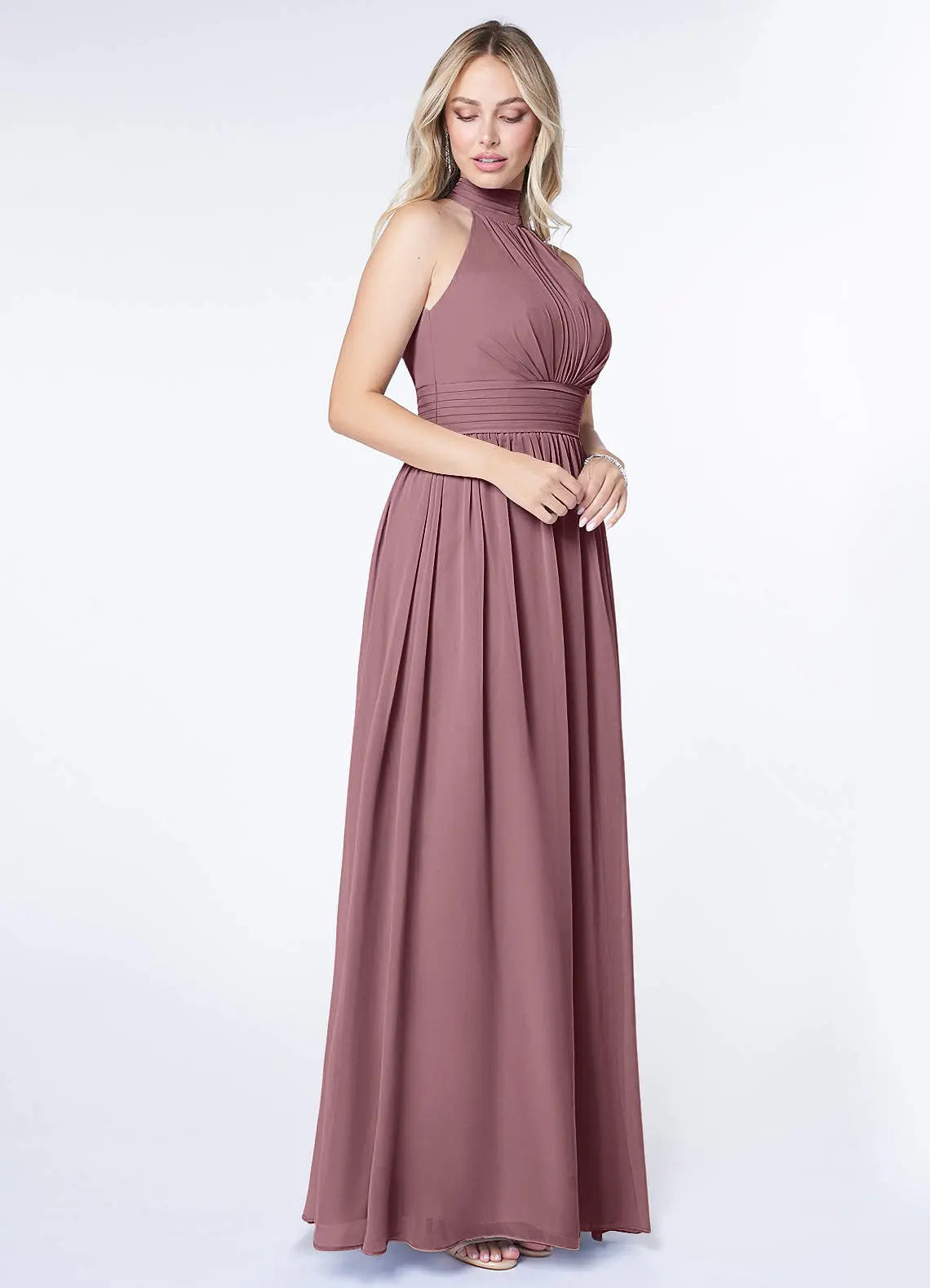 Iman A-Line Halter Chiffon Bridesmaid Dress in Amethyst