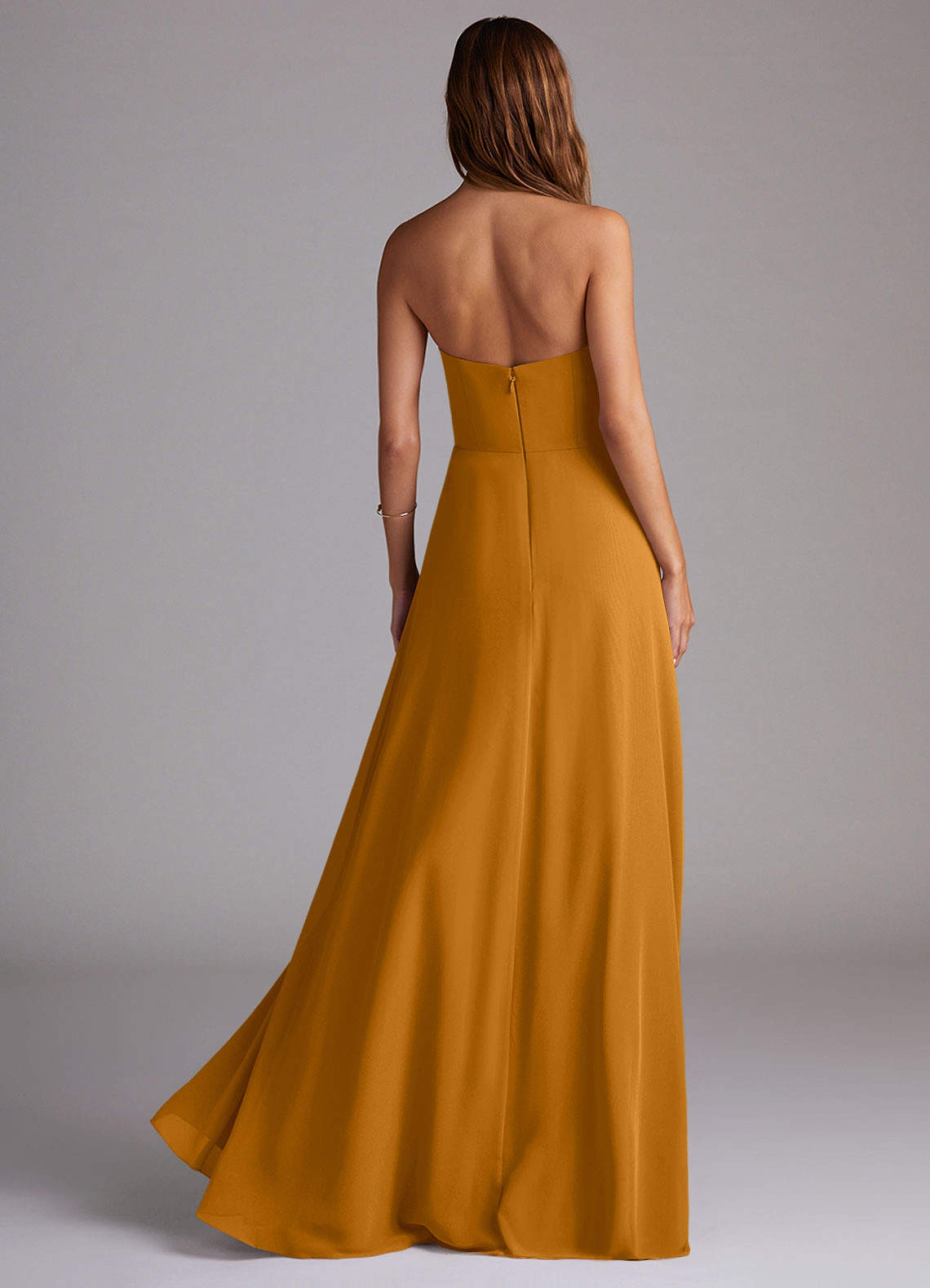 Wren A-Line Straight-Neck Chiffon Bridesmaid Dress in butterscotch