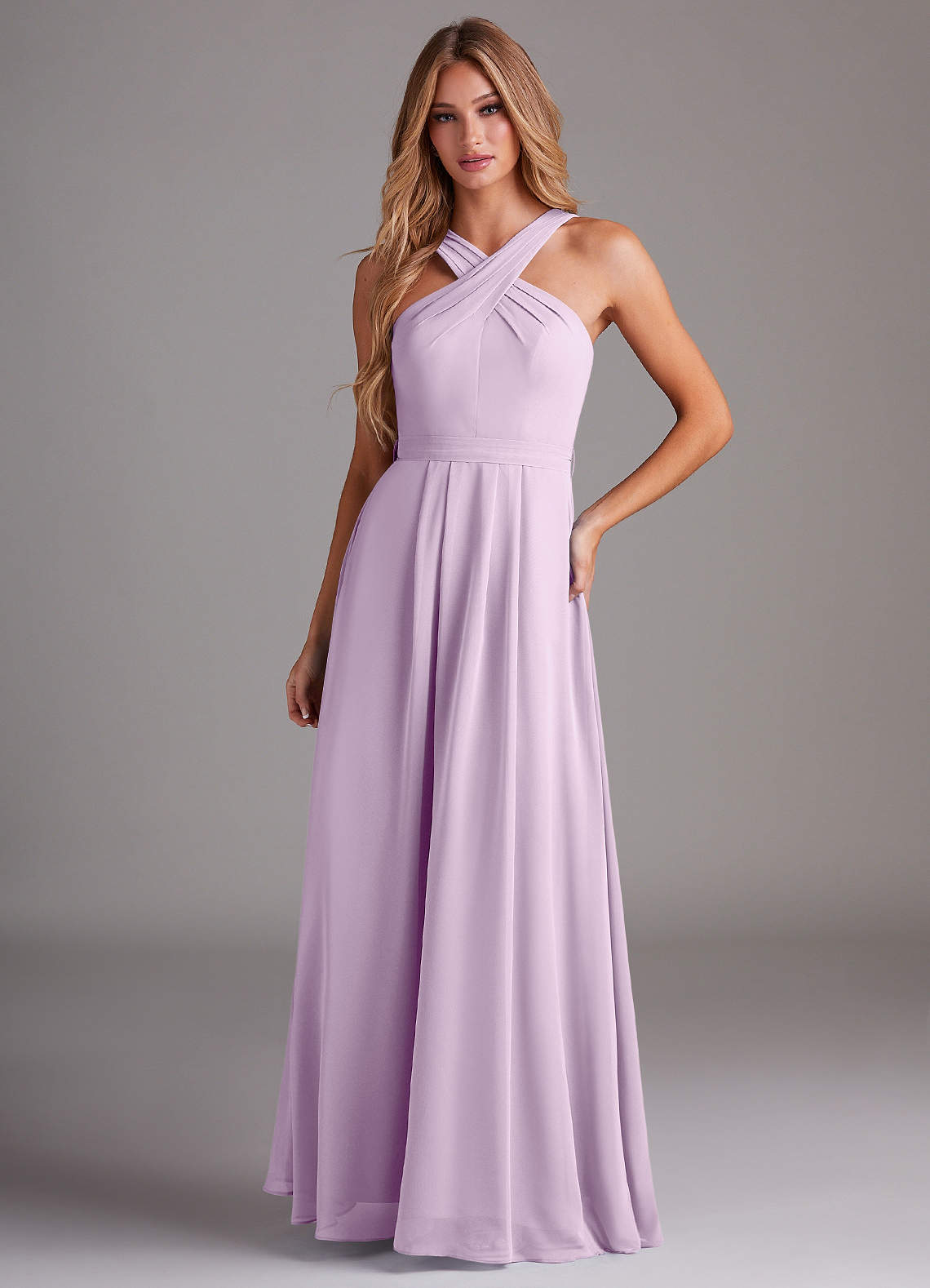 Dixie A-Line Halter Chiffon Bridesmaid Dress in Frosted Lilac