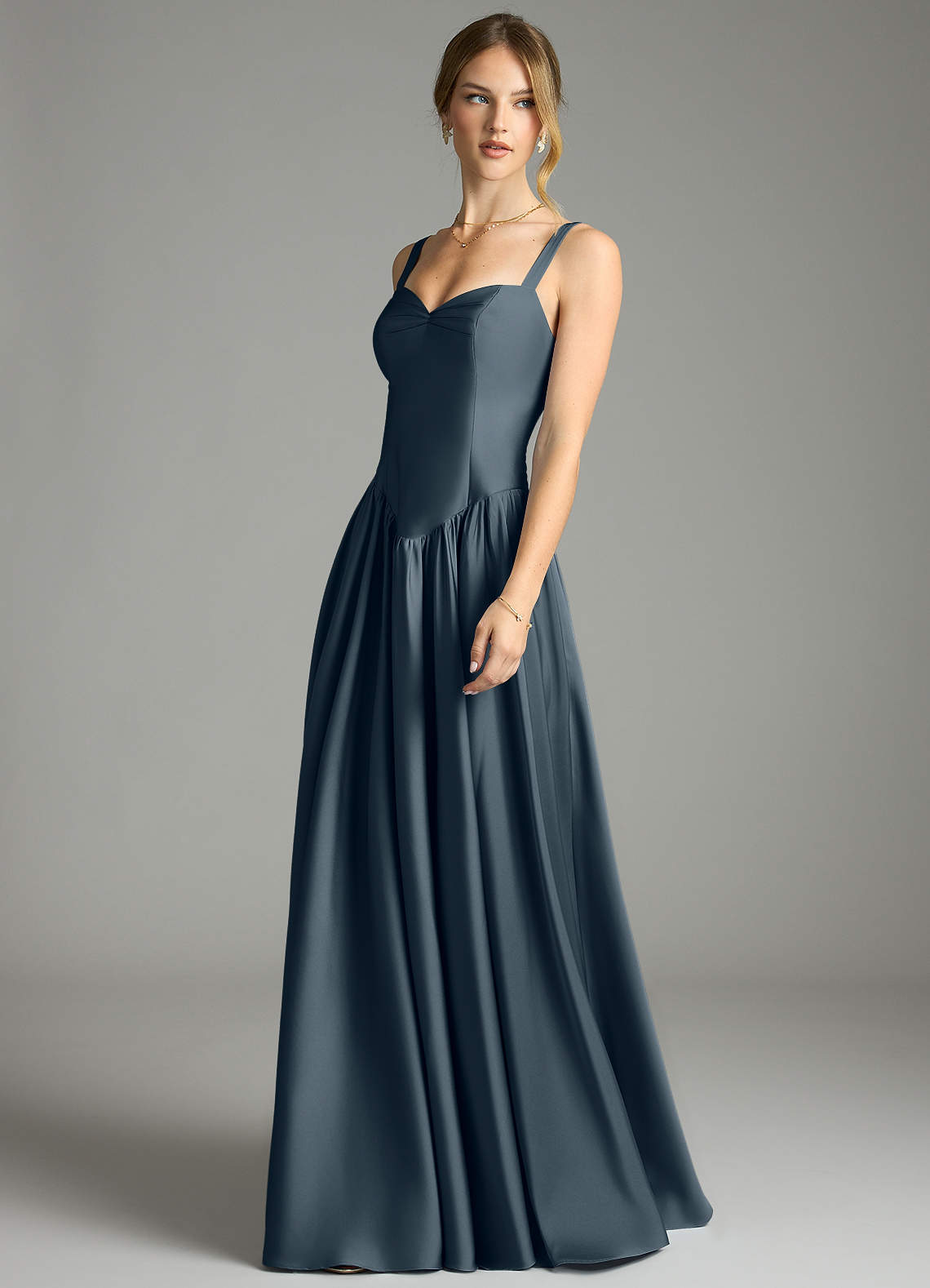 Evadina A-Line Sweetheart Stretch Satin Bridesmaid Dress in Twilight
