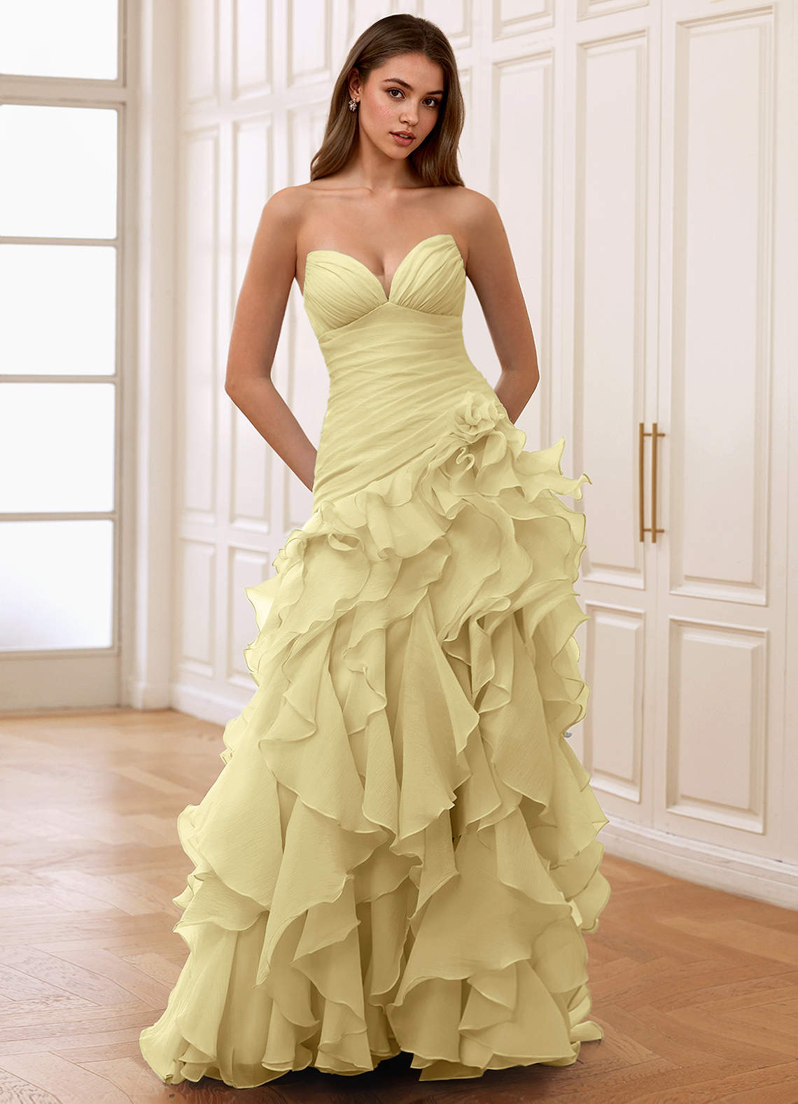 Christabelle Mermaid Sweetheart Chiffon Evening Dress in Yellow