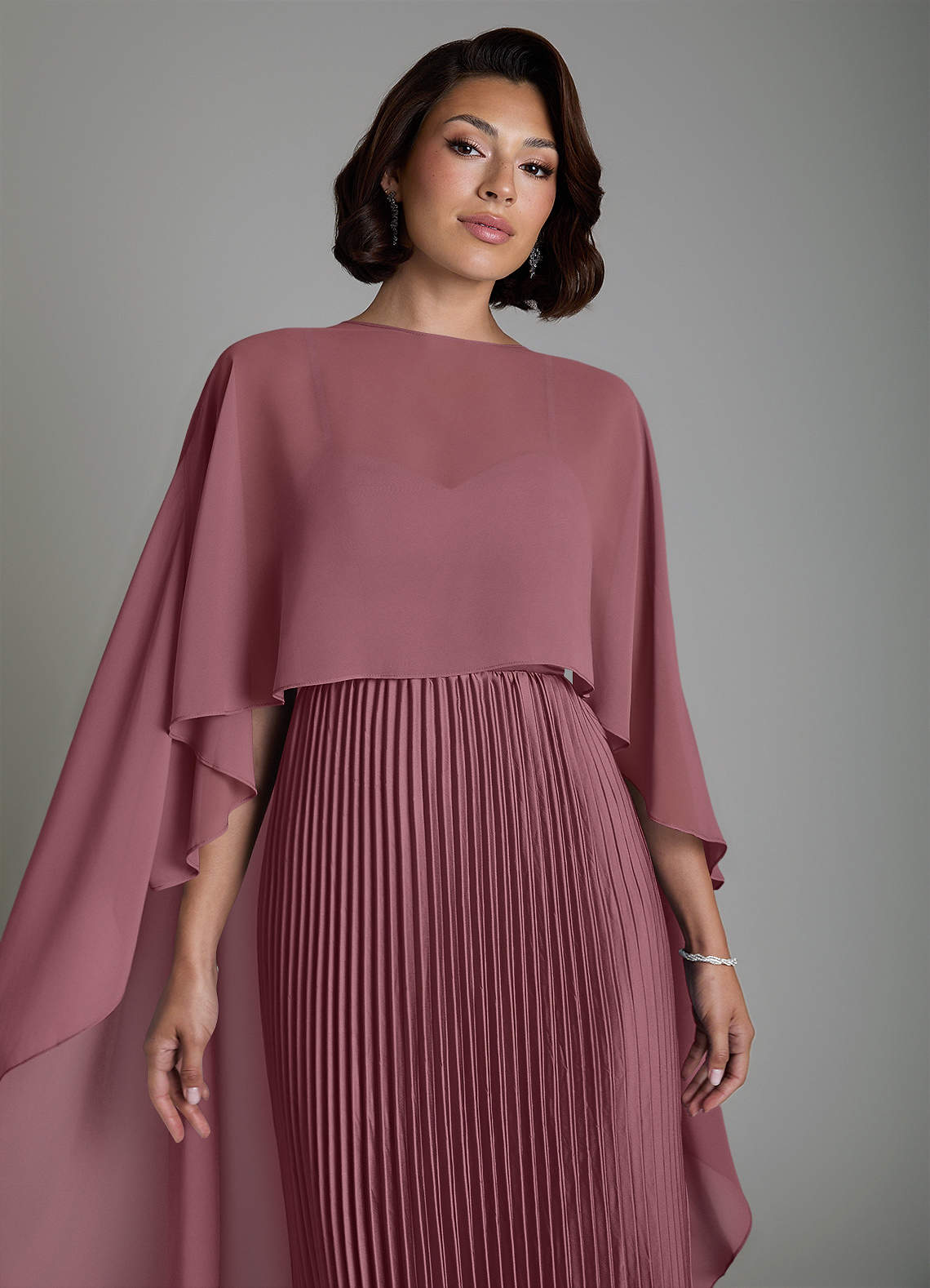 Micah A-Line Sweetheart Stretch Satin and Chiffon Bridesmaid Dress in Desert Rose
