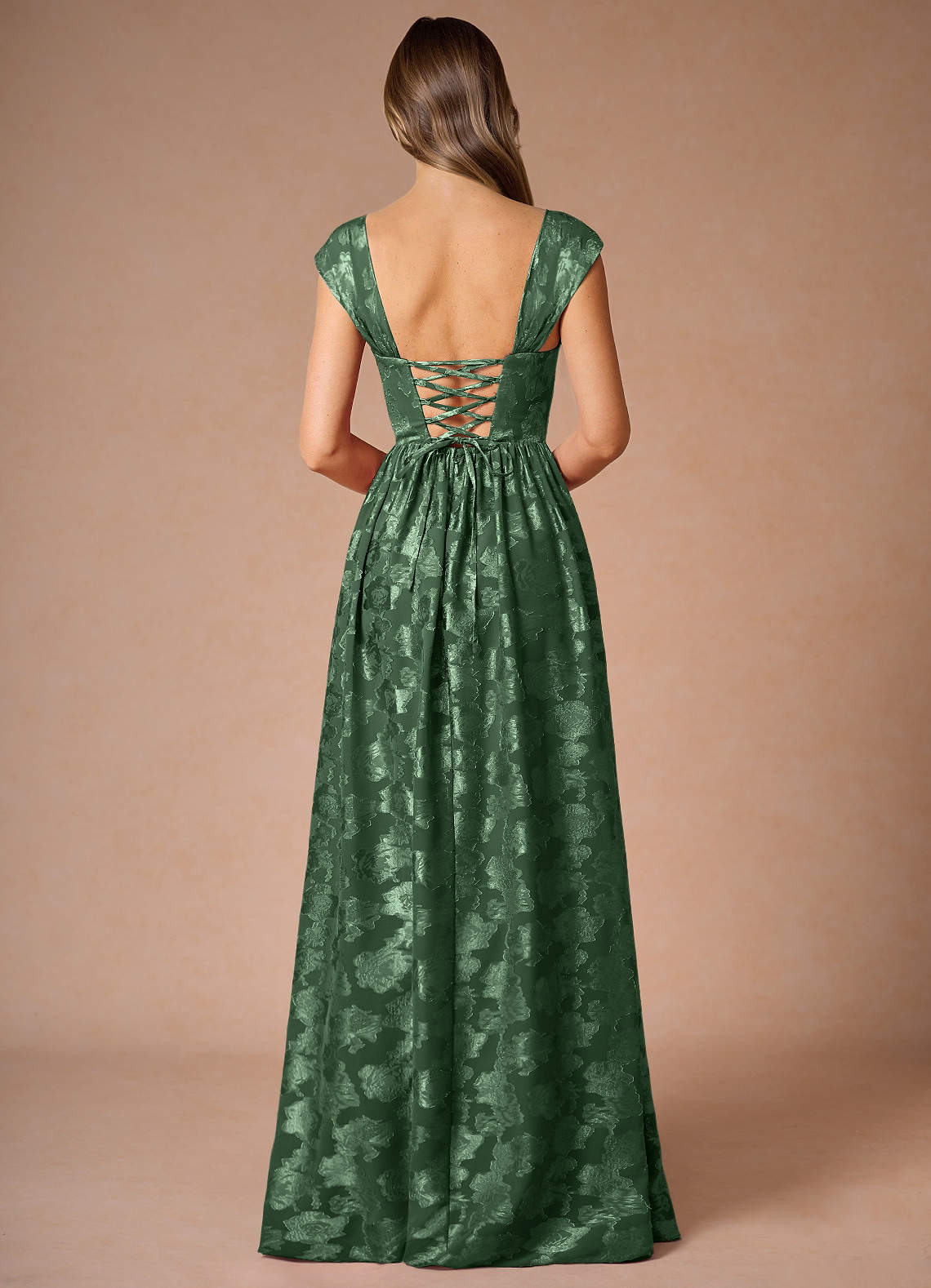 Hazel A-Line Cowl-Neck Fil Coupé Wedding Guest Dress in Eucalyptus