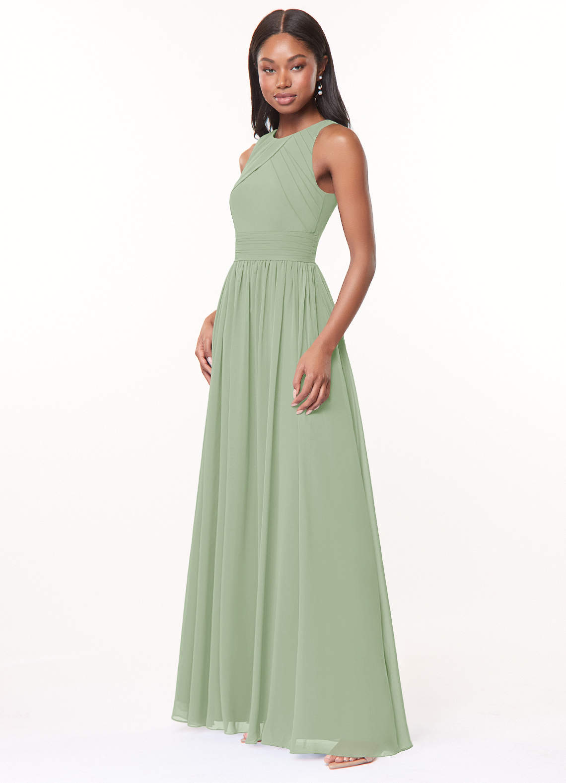 Harper A-Line Scoop-Neck Chiffon Bridesmaid Dress in Dusty Sage