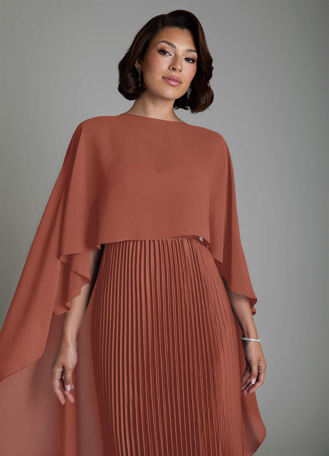 Micah A-Line Sweetheart Stretch Satin and Chiffon Bridesmaid Dress in Auburn