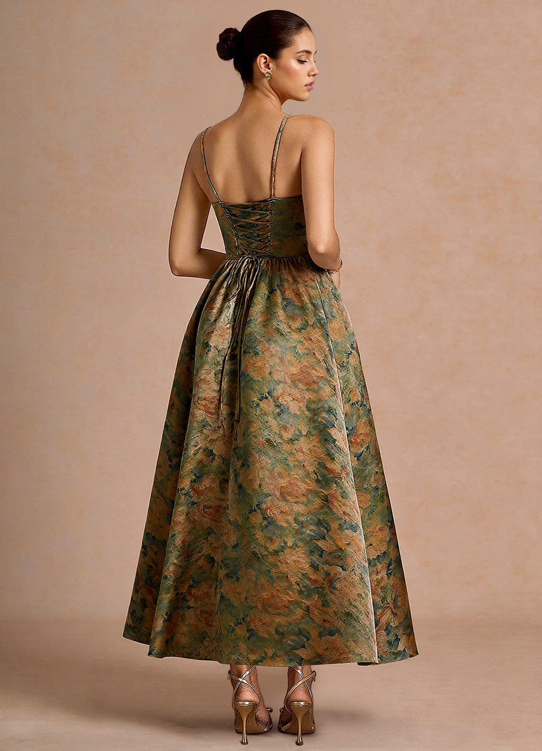 Ziva A-Line Off-the-Shoulder Floral Brocade Wedding Guest Dress in Vintage Teal