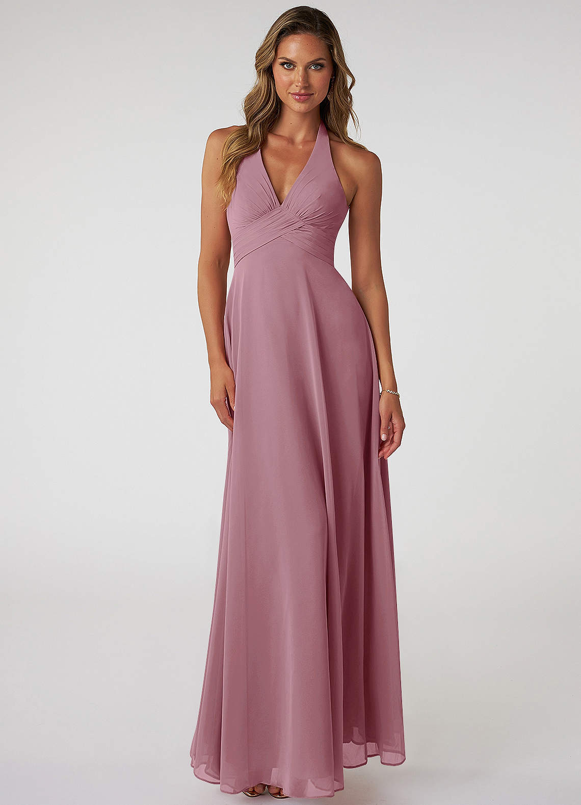 Tessie A-Line V-Neck Chiffon Bridesmaid Dress in Vintage Mauve