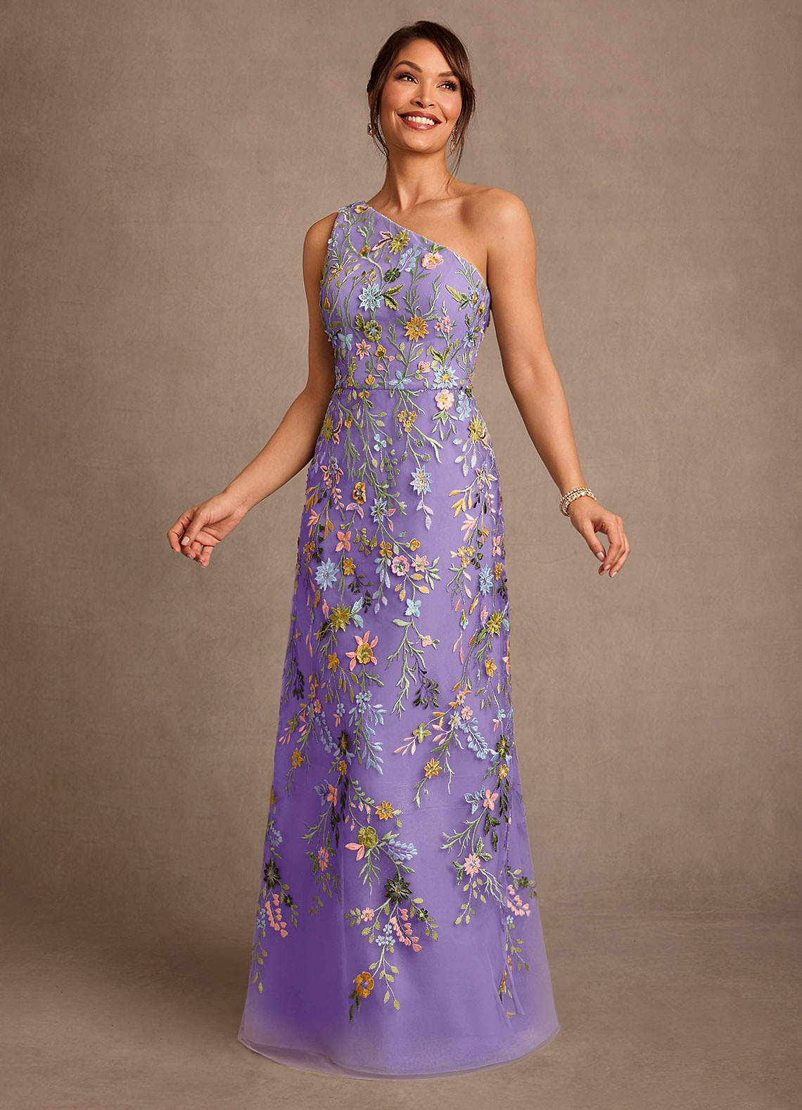 Bertie A-Line One-Shoulder Lace Mother of the Bride Dress in Tahiti