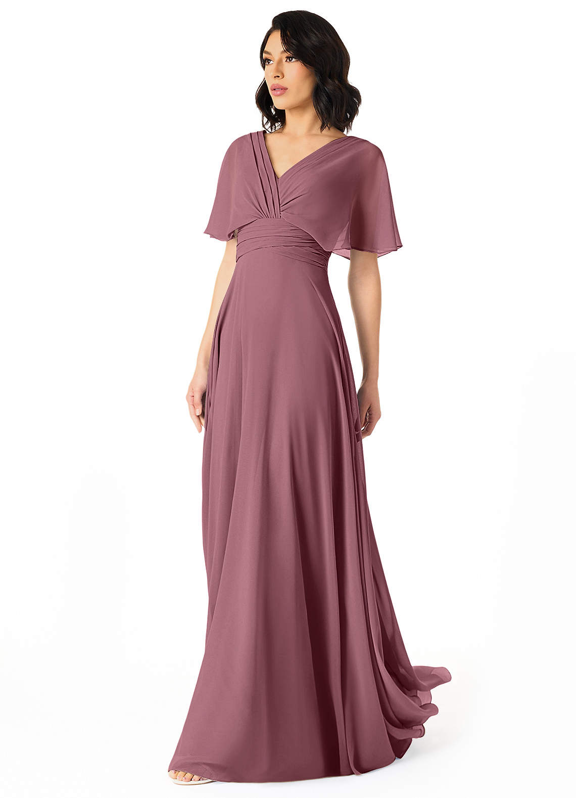 Pamela A-Line V-Neck Chiffon Bridesmaid Dress in Amethyst