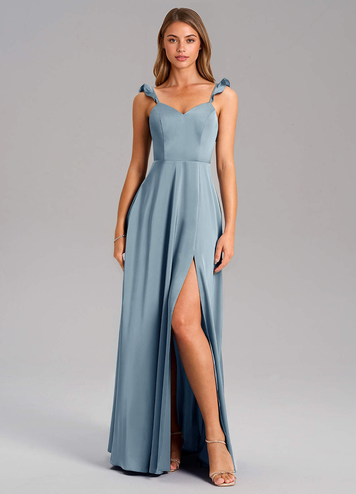 Everett A-Line V-Neck Chiffon Bridesmaid Dress in dusty blue